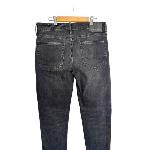 American Eagle Mens Jeans Black 31x30 Original Straight Denim Stretch Cotton - Picture 3 of 7